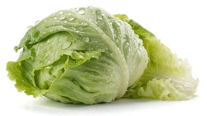 Fresh green cabbage, a healthy raw vegetable, isolated on a white background, showcasing its natural freshness