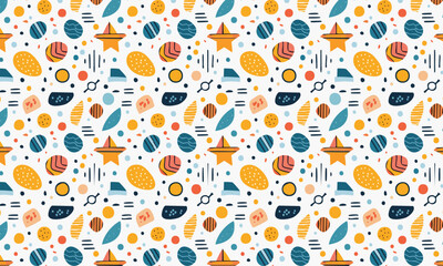 Retro-Inspired Surreal Pattern: Bizarre Stars & Geometric Doodles