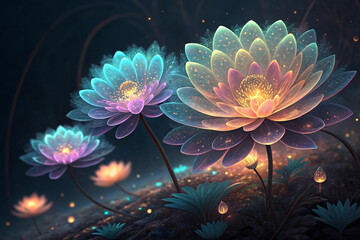 Fractal Flower Bloom in Underwater Colors