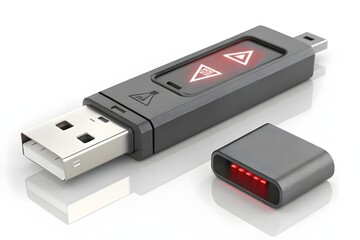 Isolated black USB flash drive, digital data storage