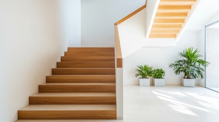 Modern Staircase in a White Interior
