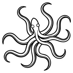 Elegant tentacle line drawing vector image with clean outlines on transparent background for design projects