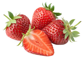 Strawberry Trio Illustration on Transparent Background