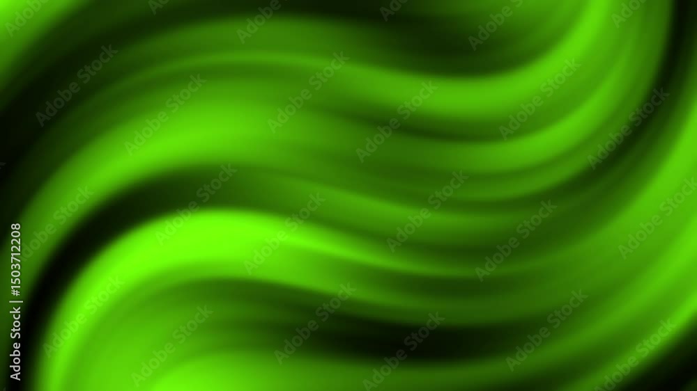 Poster a green abstract wave pattern with smooth, blurred lines and glowing highlights for a vibrant, moder