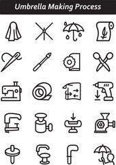 Obraz premium Umbrella Making Process Icons