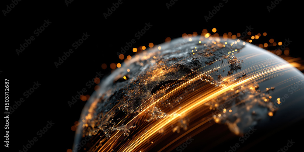 Poster globe digital glowing network connection abstract technology futuristic illuminated data
