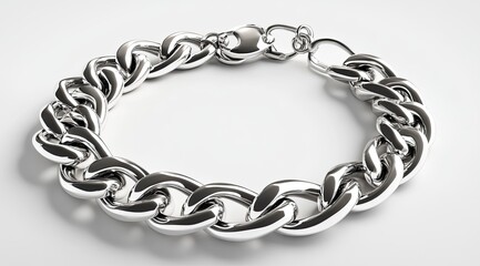 Obraz premium Silver bracelet, chunky chain, clasp