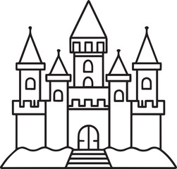 Fototapeta premium castle vector illustration line art 