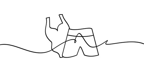 Obraz premium continuous line drawing of swimsuit symbol. abstract line art illustration symbolizing summer
