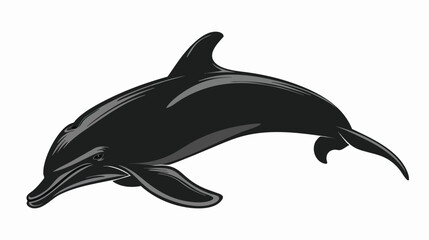 Obraz premium hand drawn silhouette of dolphin , black silhouettes isolated on white background