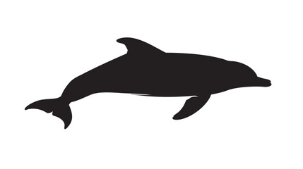 Fototapeta premium hand drawn silhouette of dolphin , black silhouettes isolated on white background