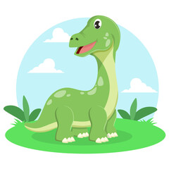 Cartoon Brontosaurus Dinosaur Vector Illustration