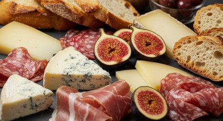 Exquisite Charcuterie Board Featuring Gourmet Cheeses, Meats, and Fresh Figs