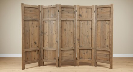 Fototapeta premium Rustic Wooden Room Divider Screen with Natural Wood Grain Texture