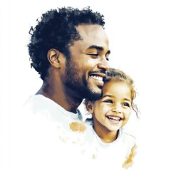 Minimalist Hand-Drawn Pencil Portrait of Happy Boy and Girl Laughing on White Background