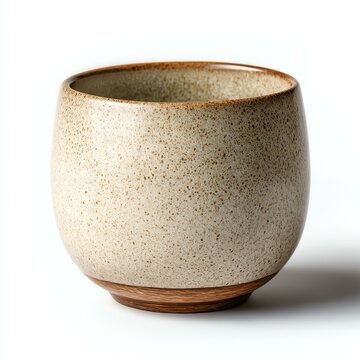 isolated white A handcrafted ceramic bowl with a speckled finish, perfect for serving snacks or as a decorative piece in a kitchen or dining area.