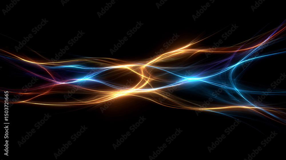 Poster colorful abstract waves of light create a mesmerizing pattern