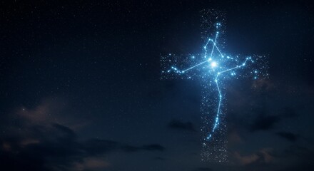 Cross-shaped constellation shining brightly in the dark night sky full of stars illuminating the heavens with celestial beauty