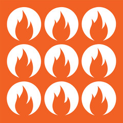 Abstract Fire Flames in Circular Frames on an Orange Background Representing Heat Energy Passion and a Fiery Spirit of Innovation
