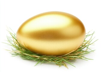Golden egg nestled in grass