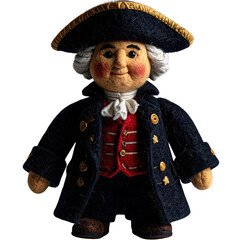 Patriotic American president George Washington cute felt doll 4th of July isolated