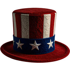 Uncle Sam hat felt toy Patriotic American flag pattern 4th of July isolated