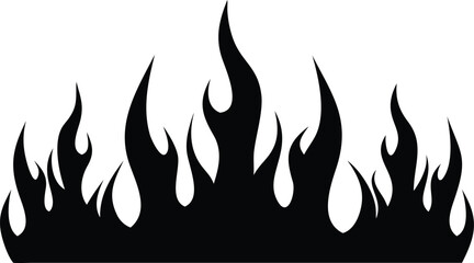 Black Flame Border Vector Illustration on White Background for Design Elements and Decoration with Fire Theme and Dark Aesthetic Style Art