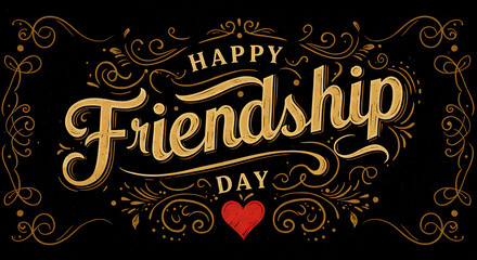 Happy friendship day lettering design