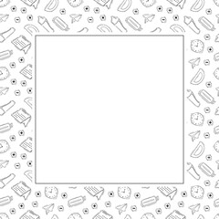school frame. doodle education square frame. hand drawn school and education frame background. school background