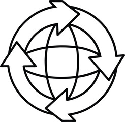 recycle arrows around globe icon on white background