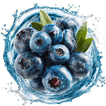 recommend clip art: Fresh blueberries in water splash isolated on white background