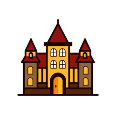 Fototapeta premium Simple Mansion Doodle Vector Outline For A Basic And Stately Home Icon