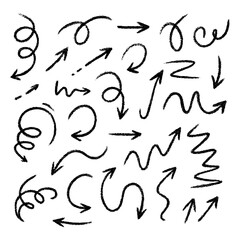 Hand drawn arrows vector set, doodle arrow collection, sketch arrows, direction pointers, navigation signs, 100+ silhouette