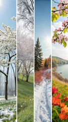 Fototapeta premium summer landscape with trees, Four Seasons Banners with Abstract Trees - Vector Illustration