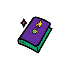 Ancient Spellbook Doodle Vector With A Clasp For A Locked Magic Grimoire