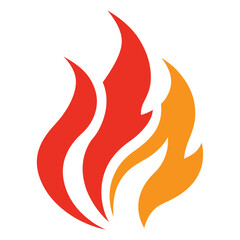 Stylized Flame Illustration Featuring Orange and Red Tones on a White Background in a Minimalist and Modern Design Style
