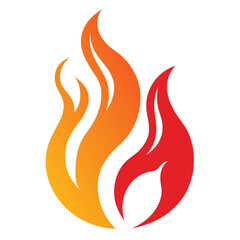 Stylized Flame Illustration with Orange and Red Gradient on White Background Ideal for Fire Related Designs and Graphics