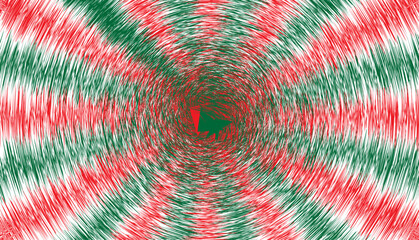 Psychedelic Swirl Abstract Background with Red and Green Vortex Pattern.