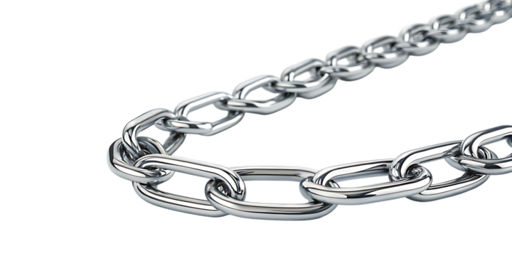 Shiny metal chain links isolated on transparent background