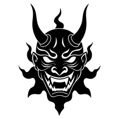 Oni mask japanese demon head illustration
