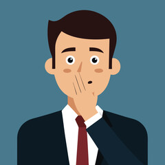 Businessman whispering while covering mouth
