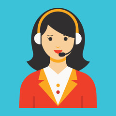 Businesswoman with a headset giving support