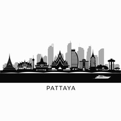 Naklejka premium Pattaya Thailand Skyline Cityscape Vector.