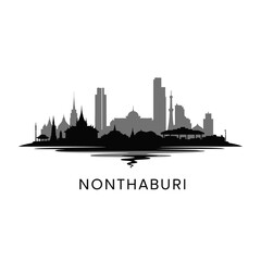 Naklejka premium Nonthaburi Thailand Cityscape Silhouette Icon.