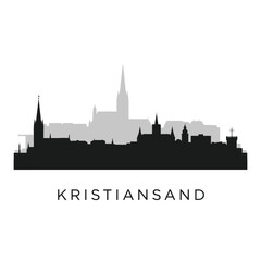 Fototapeta premium Kristiansand Skyline with Norway, Silhouette, and Cityscape.