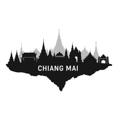 Obraz premium Chiang Mai Skyline Thailand Landmark Silhouette.