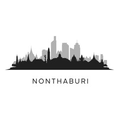 Obraz premium Nonthaburi Thailand Skyline Silhouette.