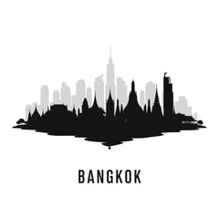 Obraz premium Bangkok Skyline Silhouette with Thailand, and Cityscape.
