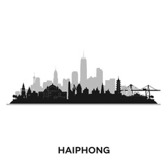 Haiphong City Skyline Silhouette Vector.