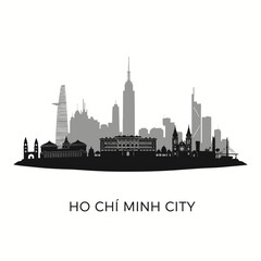 Ho Chi Minh City skyline vector silhouette.